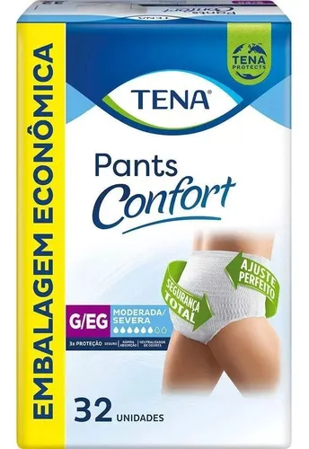 Tena Pants Confort  Pacote com 32 unidades.